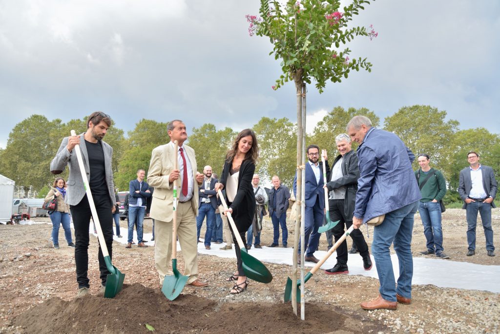 Pose de la première pierre des locaux Eiko 21 à Illkirch-Graffenstaden.