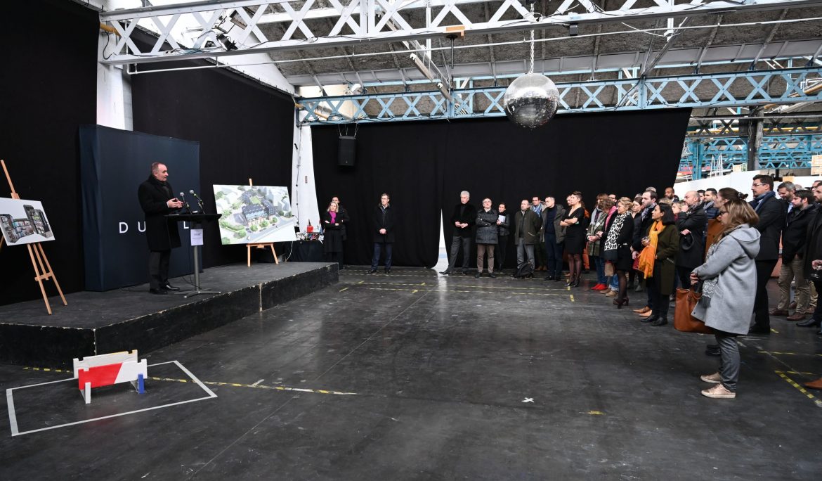 Pose de la première pierre du concept mixte urbain Les Ateliers du Faubourg à Lyon.